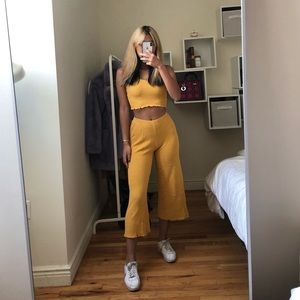urban outfitters yellow two piece set